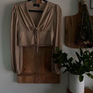 CIDER Checked Lace Up Crop